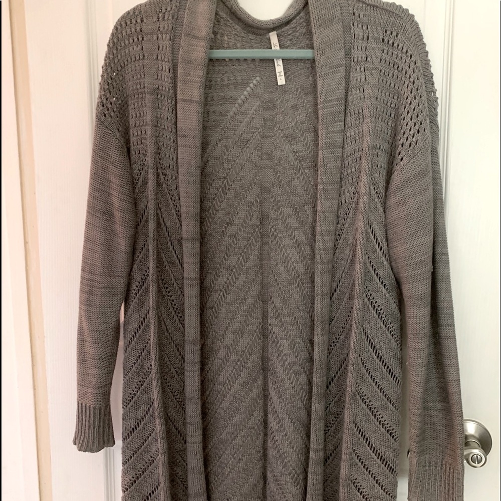 Open knit sweater.